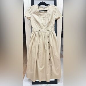 J. Crew light Khaki Button-Down Dress with pockets. Size 2